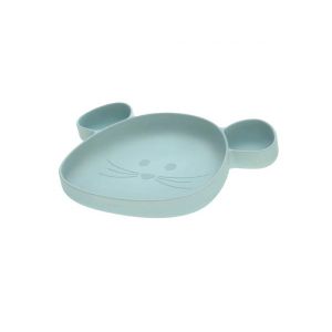 Lässig Assiette à compartiments en silicone souris vert d'eau Little Chums