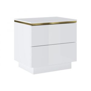 Pascal Morabito Lot de 2 tables de chevet avec 2 tiroirs - Blanc brillant et doré - vukia de
