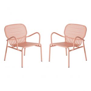 Image de Petite friture Fauteuil bas Week-End / Empilable - Aluminium rose blush en métal