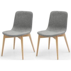 Zago Chaise de repas tissu gris clair pied frêne Katy