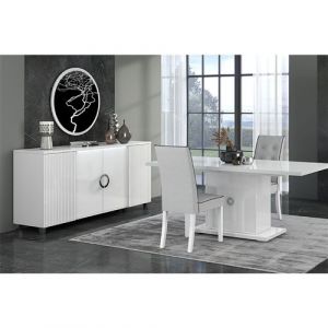 Marika - Buffet 4P avec Leds + Table Allongeable 160-200cm