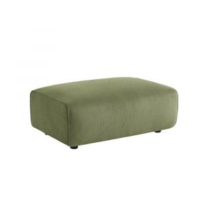 Pouf, module pour canapé, repose-pieds pour canapé 3 places en velours côtelé vert, l 102 x p 70 x h 41cm - Wallas