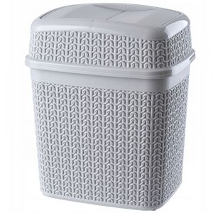 Poubelle de Salle de Bain 5L, Petite Poubelle de Chambre en Plastique avec Couvercle Basculant pour une Gestion Efficace des Déchets (Gris) - Kadax