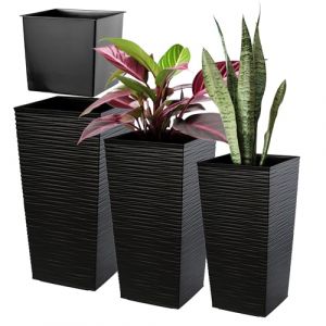 KADAX Pot de Fleur Haut, Grande Jardiniere en Plastique pour Une Décoration Interieure et Exterieure (Noir, Lot de 3: 57.5 cm, 68 cm, 75.5 cm)