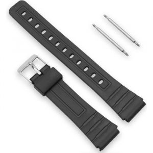 OcioDual Bracelet R&eacute;glable pour Montre Casio F-91W F91W de Noir en R&eacute;sine Caoutchouc Boucle en M&eacute;tal avec 2 Pins Bande