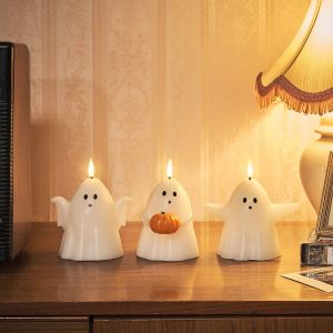 Lights4Fun Lot de 3 Bougies TruGlow Fantômes