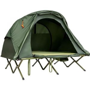 Lit de Camping avec Auvent de Pluie Tente Exterieure pour 1/2 Personne Charge Maximale 150KG (2 Places, Vert)
