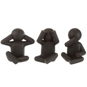 Jolipa Les p'tits Maurice de la sagesse en résine noire 24 cm