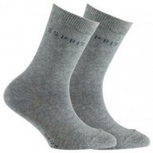 Esprit Foot Logo 2-Pack K SO coton unies lot de 2 paires, Chaussettes Mixte enfant, Gris (Light Grey Melange 3390), 23-26