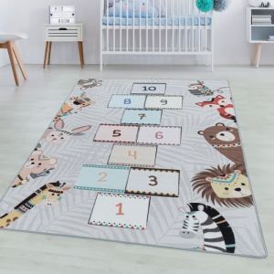 Tapis d'Enfant Chambre - Titan - Jeu de Ciel - Gris - 120 x 170 cm - 100% Polypropyl&egrave;ne - SIMPEX