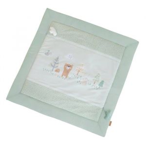 Roba Woodland Buddies Tapis d'éveil doux et rembourré, 100 x 100 cm, pour bébés dès la naissance, en coton, applications nuages et motif animal, vert pastel