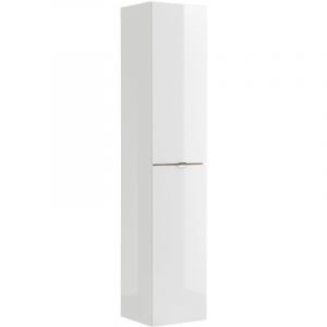 Meublorama - Colonne salle de bain nalya 170 cm – Blanc brillant et chêne clair – Meuble suspendu