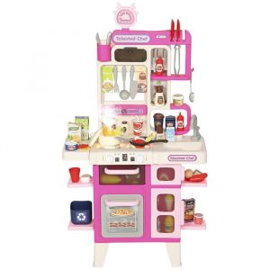 Cuisine enfant jouet dimitation - AIYAPLAY - lumières et sons réalistes 104 accessoires - plastique - 525x22x100cm - rose