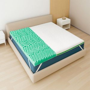 The White Stone Surmatelas 140x190 cm M&eacute;moire de Forme Breeze 9 Zones Hauteur 5 cm Tissu Polar Anti-allergique et Rafra&icirc;chissant Fabriqu&eacute; en Italie