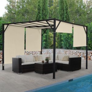 Pergola Baia, pavillon de Jardin, Cadre Stable à 6 cm en Acier + Toit ouvrant ~ 4x3m