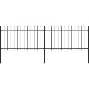 VidaXL Clôture de jardin avec dessus en lance Acier 3,4 x 1 m Noir