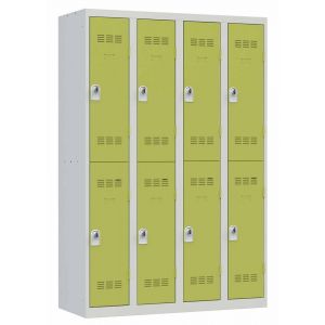 Vestiaire 4 colonnes - 2 cases - Gris et anis