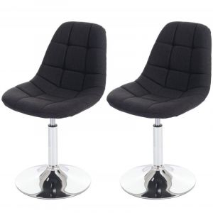 Décoshop26 2x chaises de salle à manger en tissu gris foncé pied chromé pivotant