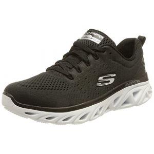 Skechers Glide-Step Sport, Basket Femme, Bordure Blanche en Maille Noire, 41 EU