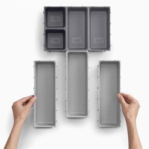 Joseph joseph Blox ensemble de 7 Compartiments de Rangement en Plastique pour Cosmétiques, Articles de Papeterie, Ustensiles, Tiroir, Gris