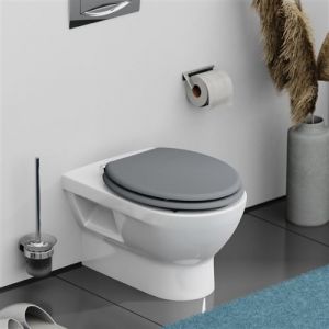 Schütte 80102-A Abattant de WC Spirit Grey avec frein de chute - abattant WC en MDF - Très grande résistance au poids, testée jusqu'à 150 kg - Gris