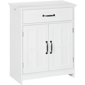 Kleankin - Meuble salle de bain - meuble bas 2 portes étagère tiroir - 60x30x75cm - blanc noir