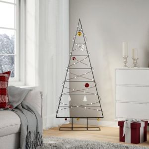 VidaXL Arbre de No&euml;l en m&eacute;tal pour d&eacute;coration noir 150 cm arbre de No&euml;l en m&eacute;tal support de sapin de No&euml;l en m&eacute;tal 4018954