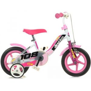 Dino Bikes Velò Fille avec Frein Avant 10 Pouces Stabilisateurs Blanc Rose