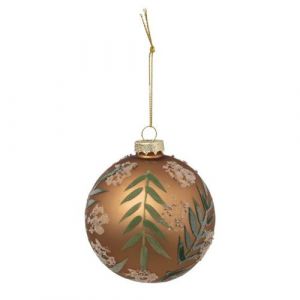 Atmosphera Créateur d'intérieur - Boule de Noël en Verre Feuilles 9cm Marron
