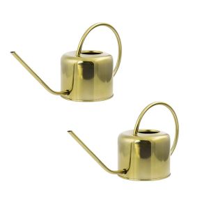 Kikkerland 2 arrosoirs vintage dorés en inox 1,2 litres Design