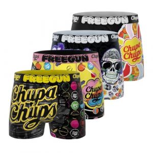 Freegun Boxer Homme Chupa Chups, Caleçon Homme, Ultra-Doux & Stretch (Lot de 4) S