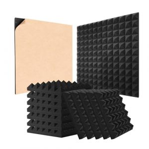 Panneaux en Mousse Acoustique-VEVOR-Lot de 48-Panneaux Absorbants Insonorisants pour Murs et Plafonds de Studio-Noir