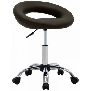 VidaXL Chaise de travail roulante Marron Similicuir