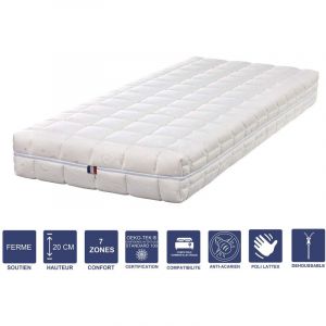 Image de Literie Julien Lot de 2 Matelas Mémoire de Forme 90x190 x 20 cm Ferme Spécial Sommier Electrique Déhoussable Housse Lavable 7 Zones de