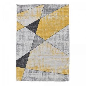 Jadorel - Tapis salon et chambre 80x150 jaune et gris rectangle tiss&eacute; motif g&eacute;om&eacute;trique rosaline