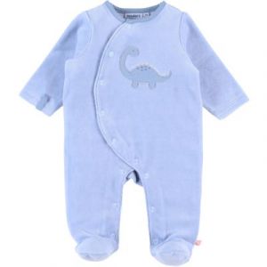 NOUKIE'S - Pyjama en Velours - Bleu - Taille 3 Mois - Motif Dinosaure