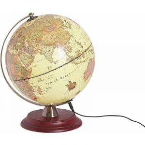 Beliani Globe terrestre jaune avec LED 30 cm VESPUCCI