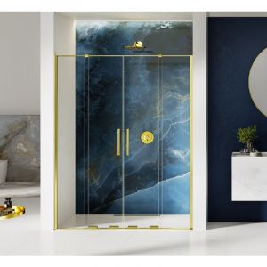 Porte de douche dorée 160 cm 4 volets coulissante gauche HAWAII GOLD