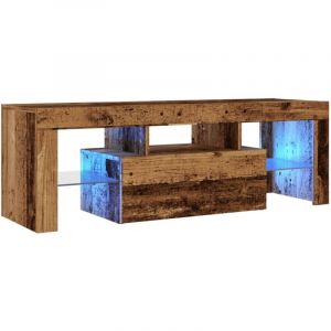 VidaXL Meuble Tv Avec Lumières Led Vieux Bois Bois D'ingénierie