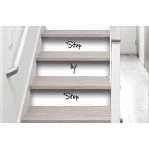 Plage Sticker Mural Step by Step 100 cm X 19,5 cm - D&eacute;co Facile et Rapide - Homestaging - Fond Blanc et Texte - Contremarche Facile &agrave; Installer.