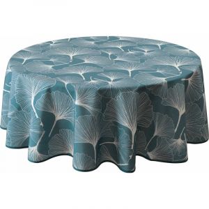Le Linge De Jules - Nappe Anti-taches Biloba bleu - Ovale 150 x 240 cm