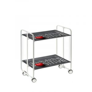 Don hierro Table roulante pliante bauhaus châssis blanc, 2 plateaux - 61