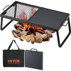 Mophorn - vevor Grille Pliante 57x28,5x23 cm Gril de Feu de Camp Portable en Acier Grille de Cuisson Pliable Demi-Grille Demi-Plaque avec Sac de