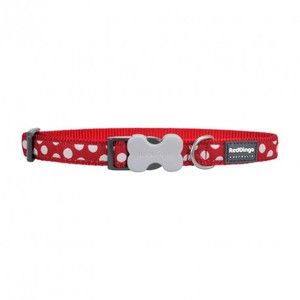 Chadog Collier réglable pour chien Rouge Pois Blanc 40-60 cm 25 mm