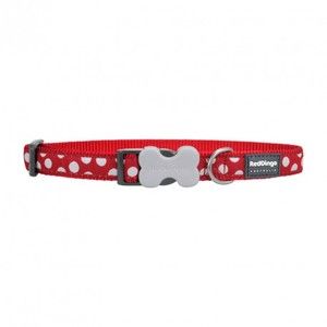 Image de Chadog Collier réglable pour chien Rouge Pois Blanc 40-60 cm 25 mm