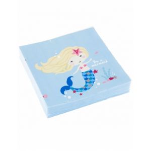 20 Serviettes en papier Sir&egrave;ne bleue 33 x 33 cm