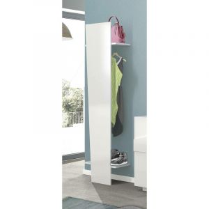 Image de Dmora - Porte-manteau vertical, Made in Italy, avec tube pour vêtements, deux étagères, Meubles pour couloir, Hall d'entrée moderne,50x30h200 cm,