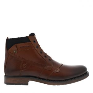 Redskins Bottines en cuir patiné marron à doublure jean chaude et à lacets plats et zip