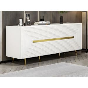 Pascal Morabito Buffet avec 4 portes en mdf - Blanc et dor&eacute; - molya de