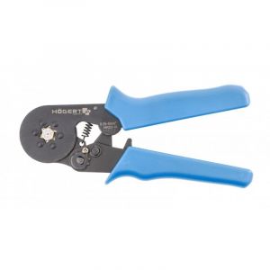 Pince &agrave; sertir pour ?illets et contacts de c&acirc;bles isol&eacute;s Hogert HT1P205; 175 mm